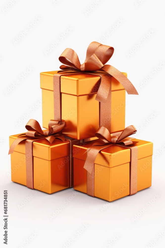 Three orange gift boxes with bows, perfect for birthdays, holidays, or special occasions. Great for use in gift-giving, celebrations, and festive decorations. Three orange gift boxes with bows, perfect for birthdays, holidays, or special occasions. Great for use in gift-giving, celebrations, and festive decorations.