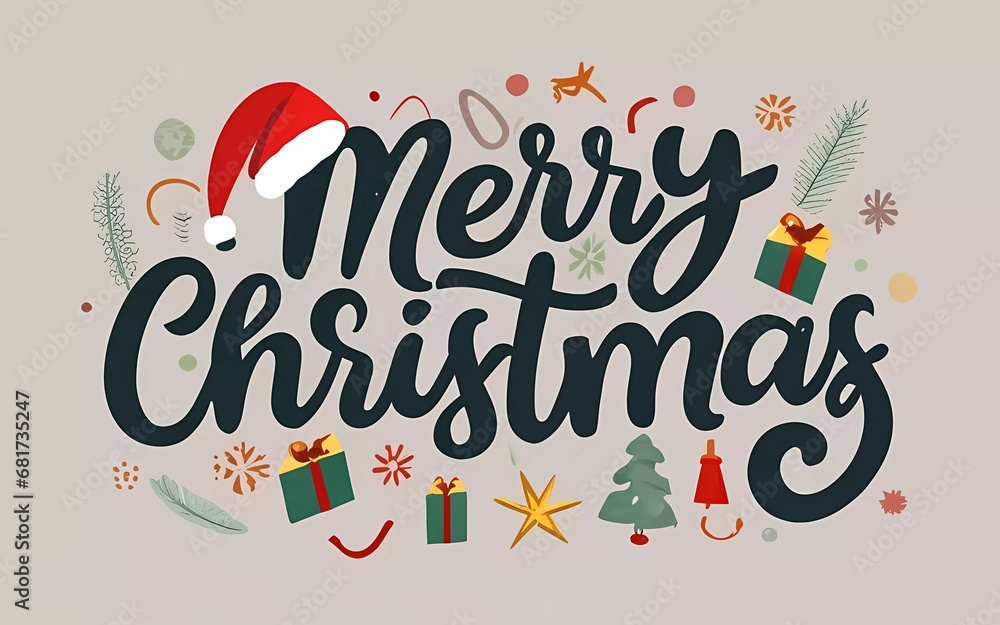 Obraz premium Merry Christmas Wallpaper, Illustration, Background