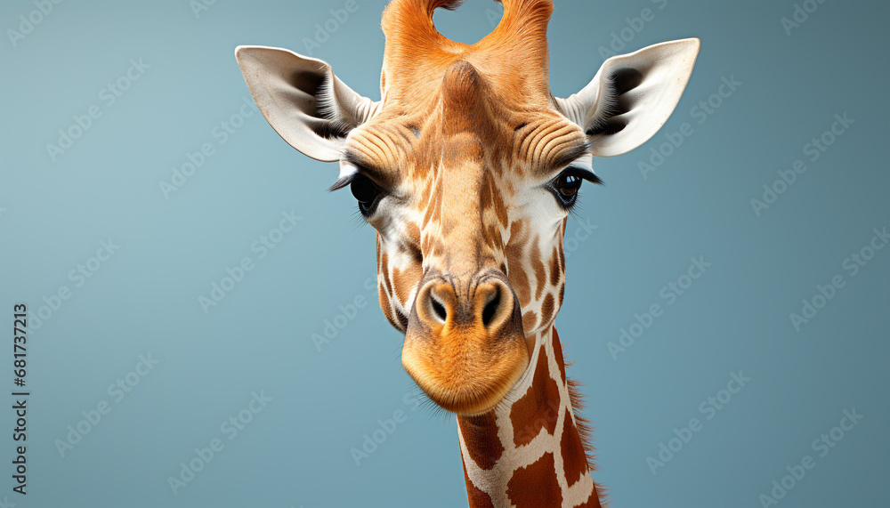 Cute giraffe looking at camera, spotted in African savannah generated by AI