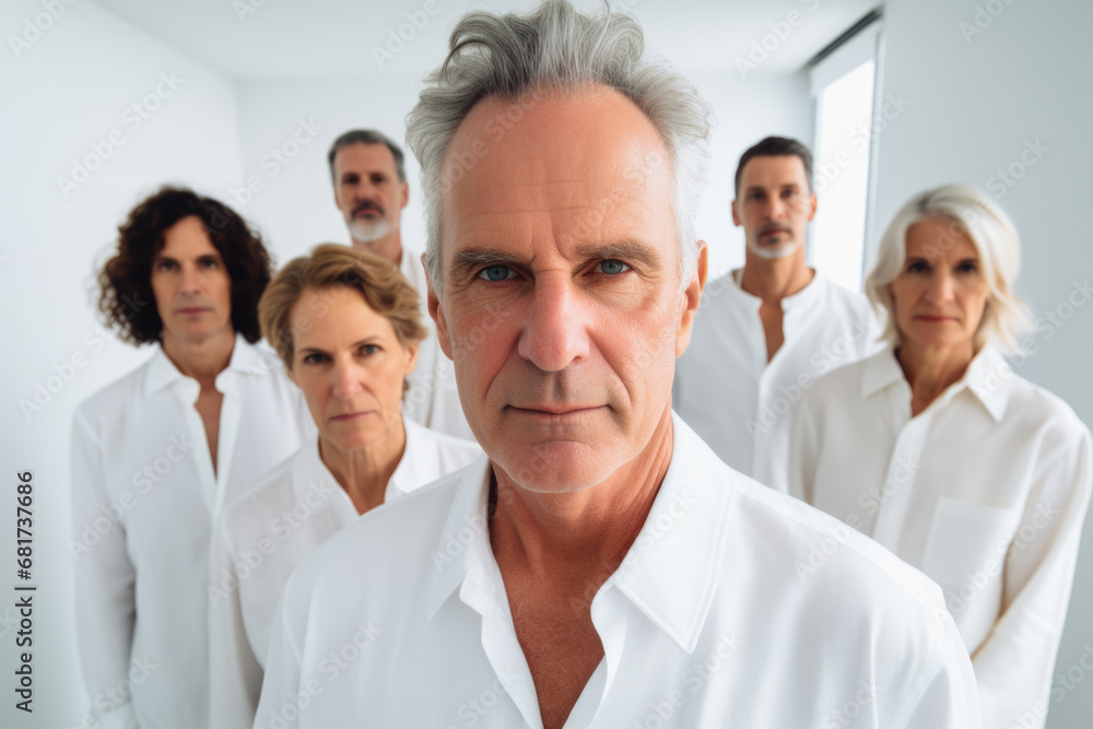 Picture showing group of men and women wearing white shirts. This versatile image can be used for various purposes Picture showing group of men and women wearing white shirts. This versatile image can be used for various purposes
