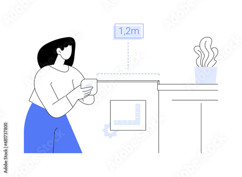 Taking room measurements abstract concept vector illustration.