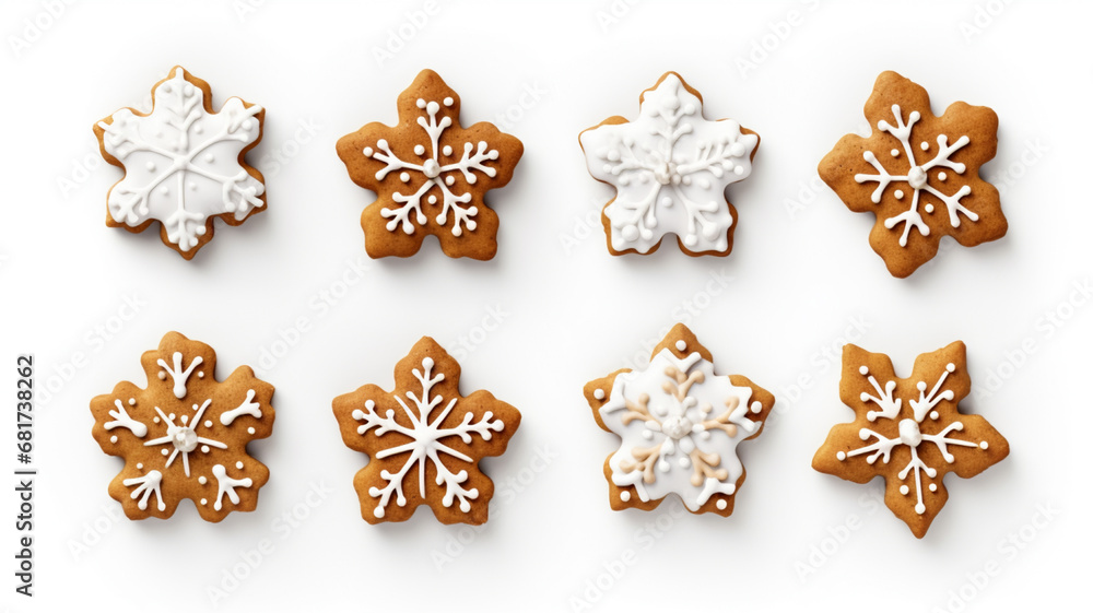 delicious Christmas cookies on white background, AI Generative. delicious Christmas cookies on white background, AI Generative.