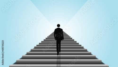Businessman walking on stairs
