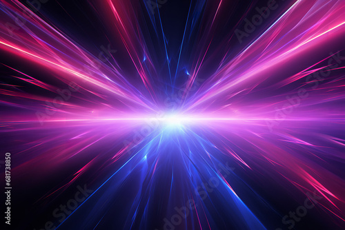 An abstract light tunnel with lights thrown across, in the style of dark pink and azure © Nate