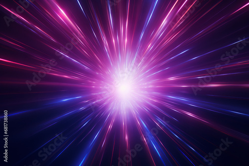 An abstract light tunnel with lights thrown across, in the style of dark pink and azure