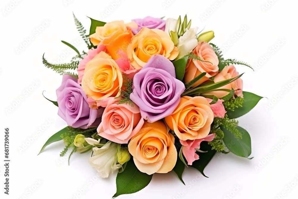 Colorful flowers bouquet, on white background Colorful flowers bouquet, on white background
