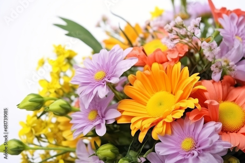 Colorful flowers bouquet  on white background