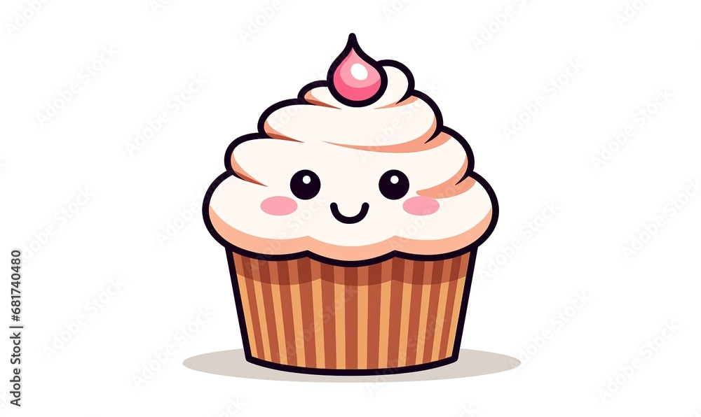 cute cupcake with smiling face