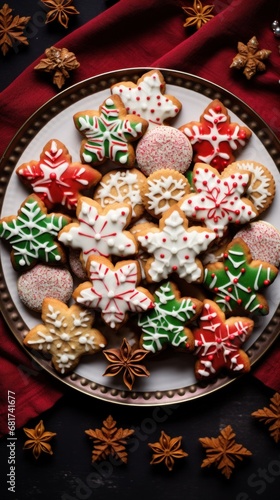delicious Christmas cookies on a festive platter, great for a food blog or recipe website