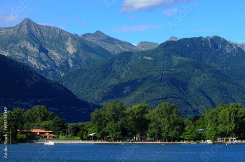South Switzerland: The beach of Ascona at Lago Maggiore in Ticino
