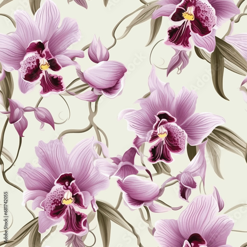 Floral orchid pattern for mixed media art