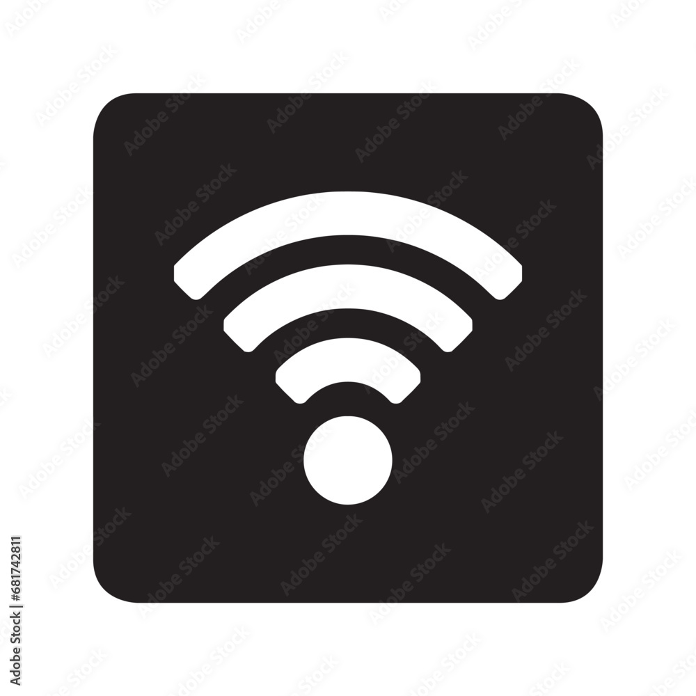 Wi Fi icon vector. Wireless internet logo design. Wifi vector icon illustration in square isolated on white background Wi Fi icon vector. Wireless internet logo design. Wifi vector icon illustration in square isolated on white background