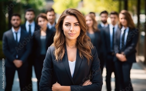 Businesswoman and a row of ...