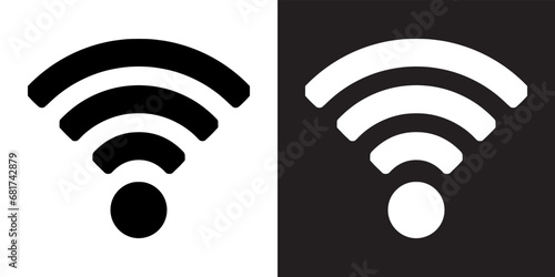 Wi Fi icon vector. Wireless sign symbol in trendy flat style. Wifi vector icon illustration isolated on white and black background	