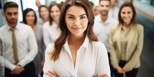Businesswoman and a row of ...