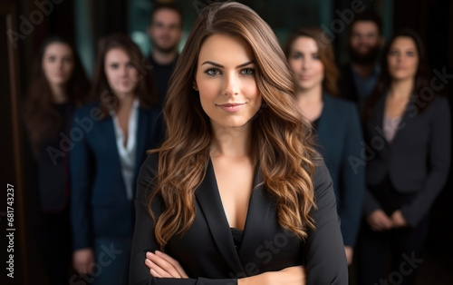 Businesswoman and a row of ...