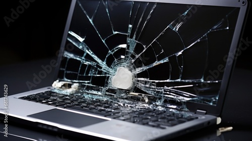 repairing a broken laptop in a workshop
