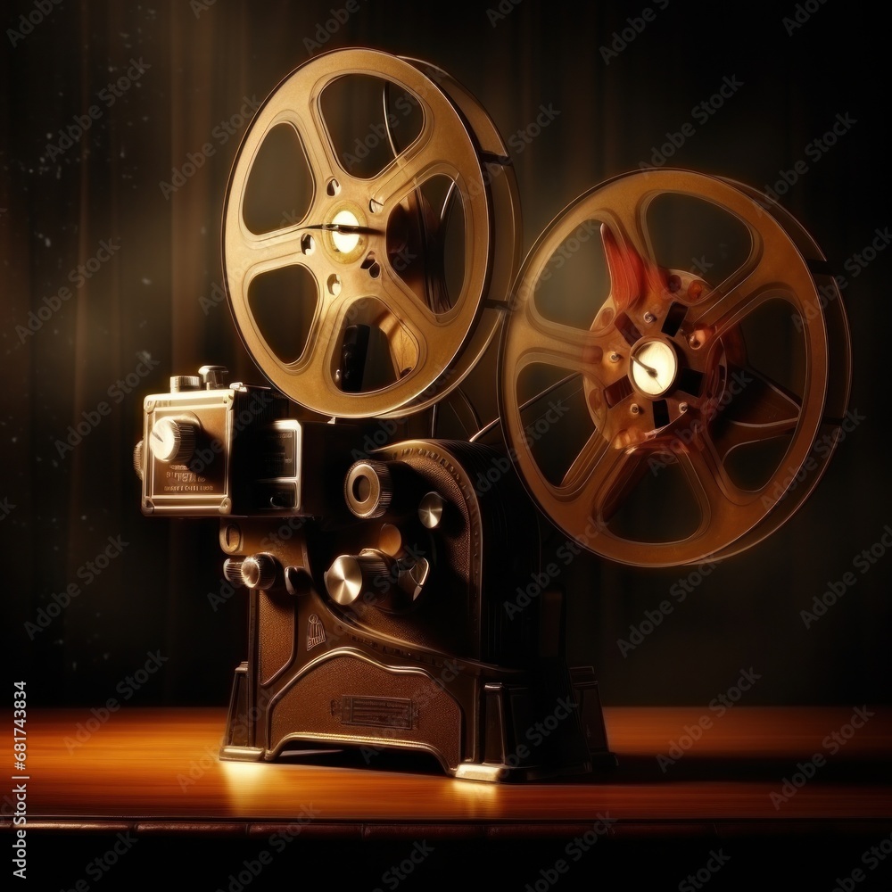 Obraz premium A classic image of a movie projector with a film reel