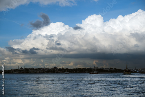Istanbul with wonderful clouds and sea landscape, view from Kadikoy.  © milotus