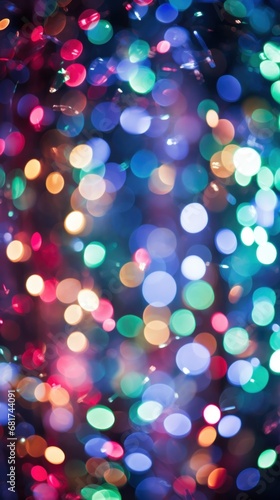 A bokeh effect photo of colorful Christmas lights