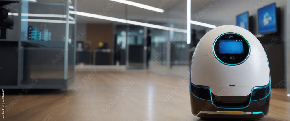 Obraz premium Intelligent AI robot for cleaning office floors