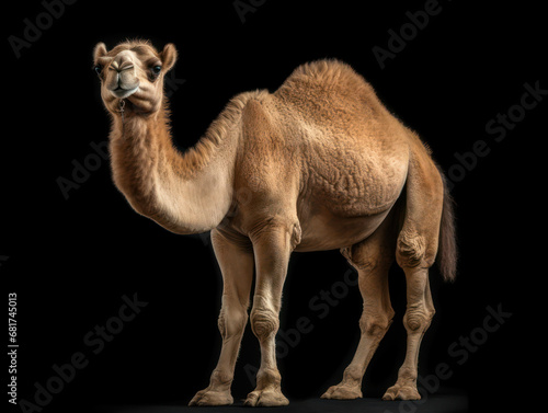 Camel Studio Shot Isolated on Clear Black Background  Generative AI