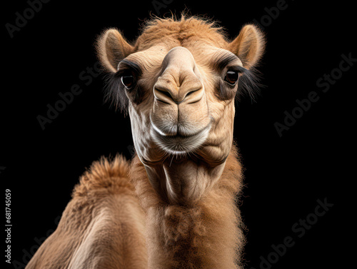 Camel Studio Shot Isolated on Clear Black Background  Generative AI