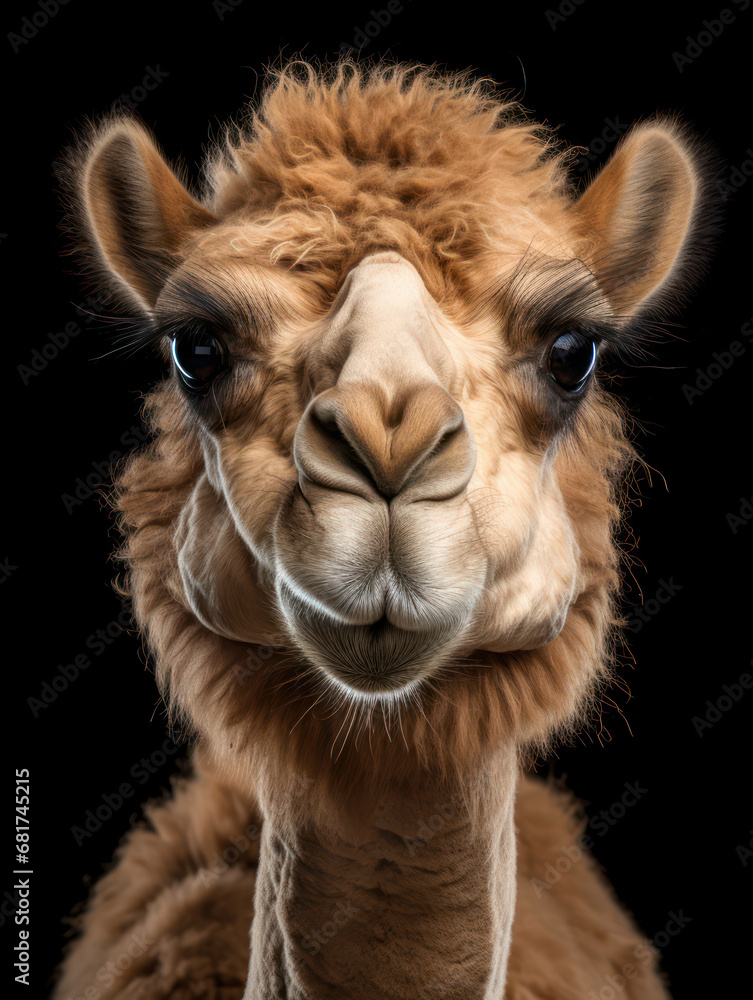 Camel Studio Shot Isolated on Clear Black Background, Generative AI