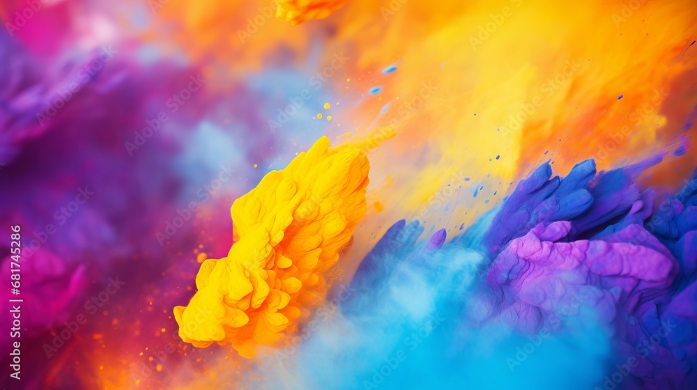 Close-up of a shinning colorful smeared holi color