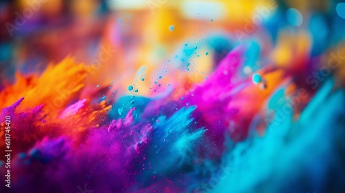 Close-up of a shinning colorful smeared holi color