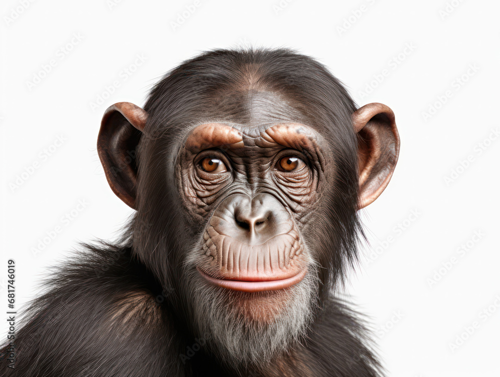 Naklejka premium Chimp Studio Shot Isolated on Clear White Background, Generative AI