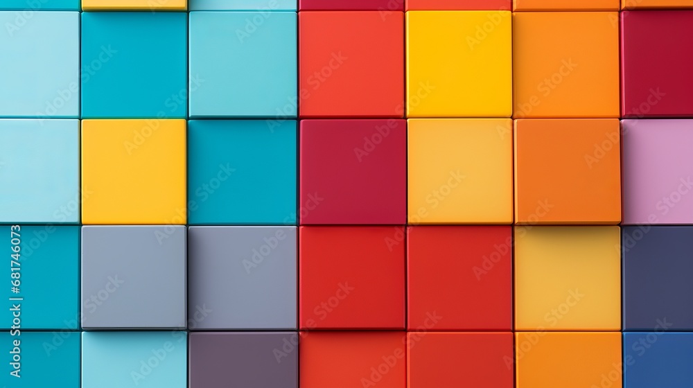 Colorful squares course of action flat lay