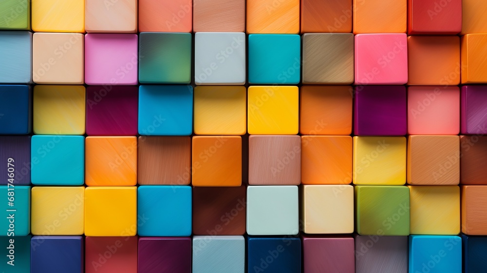 Colorful squares course of action flat lay Colorful squares course of action flat lay