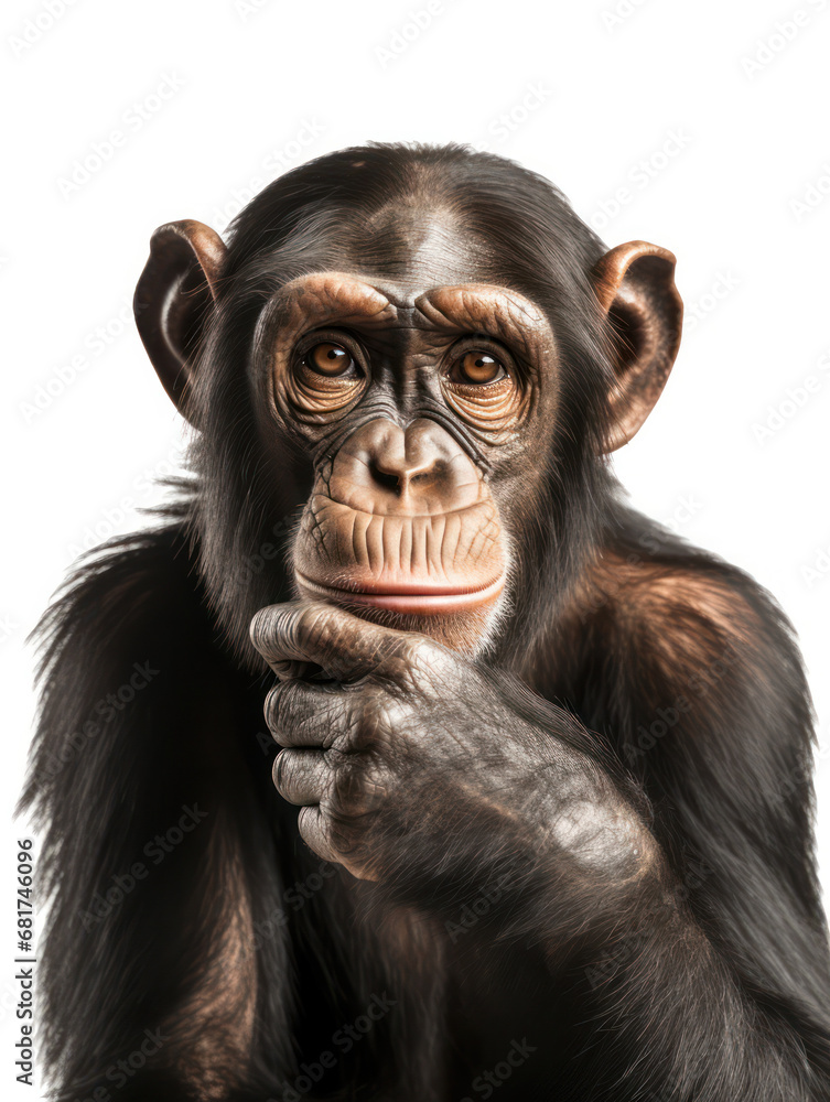 Naklejka premium Chimp Studio Shot Isolated on Clear White Background, Generative AI