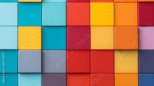 Colorful squares course of action flat lay