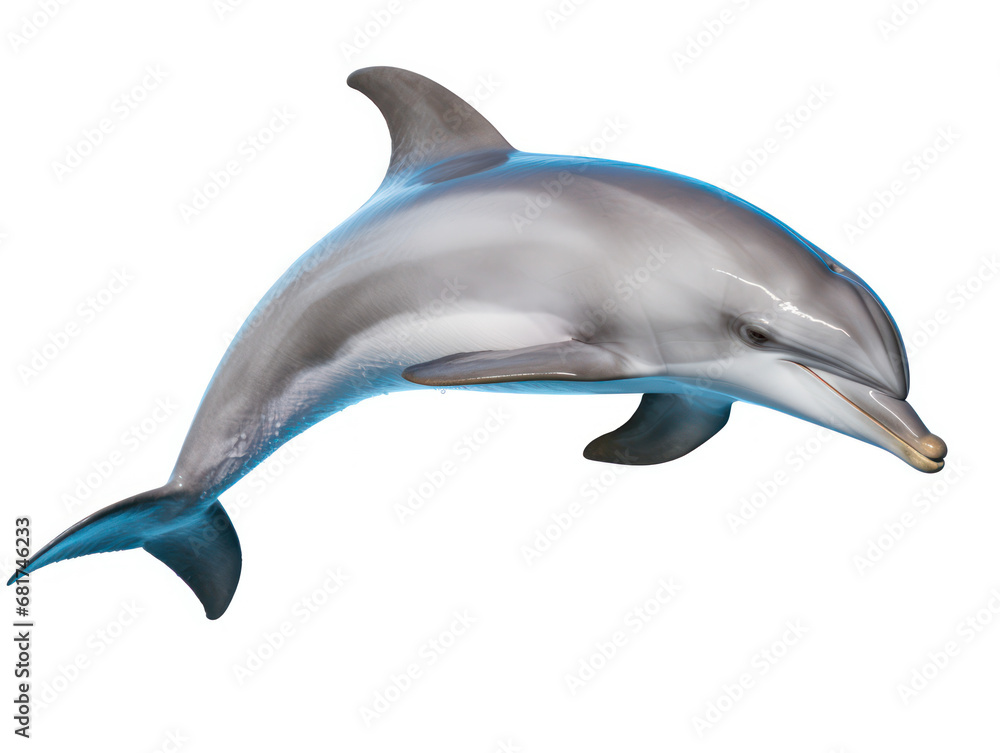 Fototapeta premium Dolphin Studio Shot Isolated on Clear White Background, Generative AI
