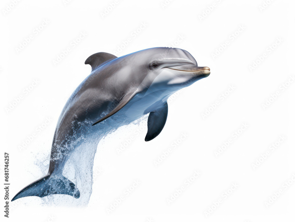 Fototapeta premium Dolphin Studio Shot Isolated on Clear White Background, Generative AI
