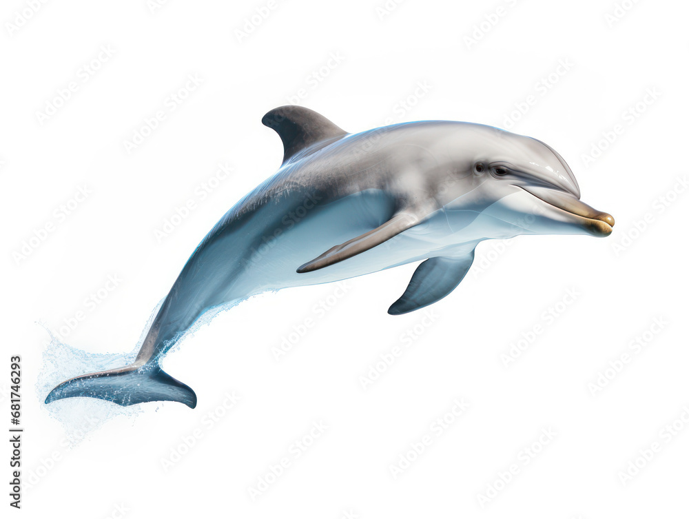 Fototapeta premium Dolphin Studio Shot Isolated on Clear White Background, Generative AI