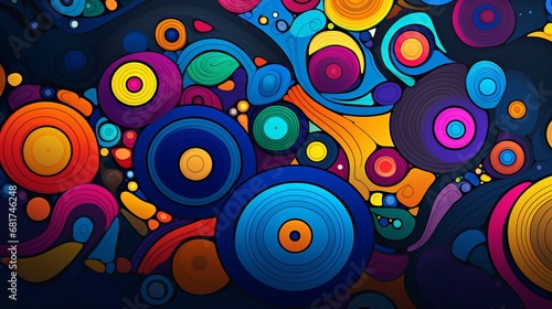 Colorful theoretical background with parcels of distinctive colored shapes and colors on it