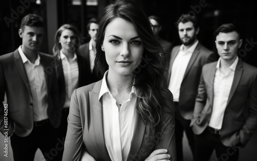 Businesswoman and a row of ...