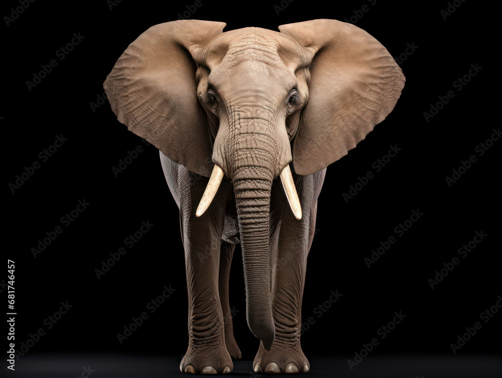 Obraz premium Elephant Studio Shot Isolated on Clear Black Background, Generative AI
