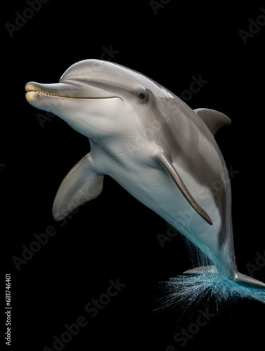 Dolphin Studio Shot Isolated on Clear Black Background, Generative AI