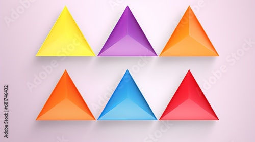 Colorful triangle paper shape set