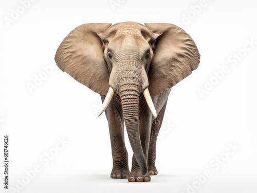 Elephant Studio Shot Isolated on Clear White Background  Generative AI