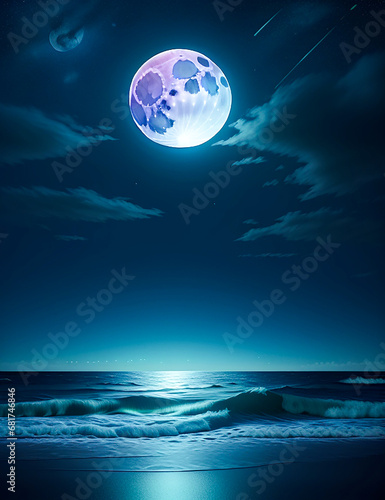 full moon over sea Generated by AI