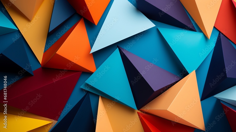 Flat lay of colorful paper pyramids with duplicate space Flat lay of colorful paper pyramids with duplicate space
