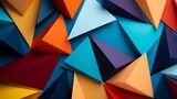 Flat lay of colorful paper pyramids with duplicate space