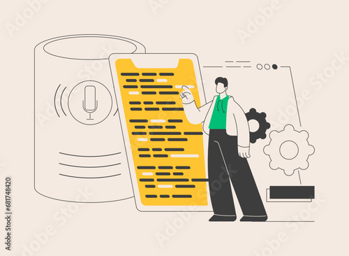 Smart speaker apps development abstract concept vector illustration.