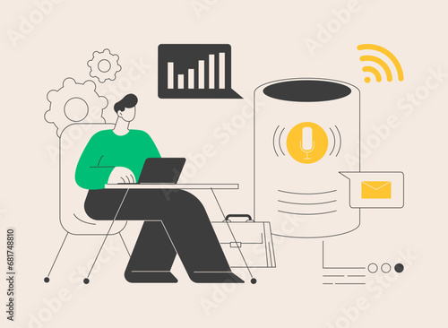 Smart speaker office controller abstract concept vector illustration.