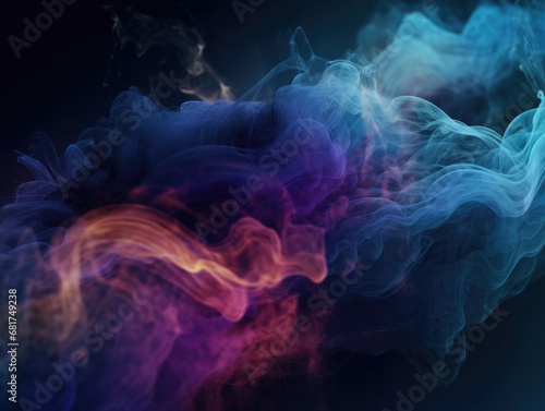 Abstract image of colorful smoke on a black background.